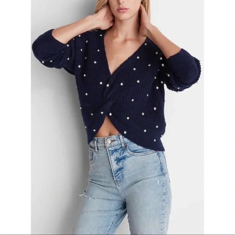 Express Sweater | Adorable Rhinestone Twist Sweater - Reversible! - Picture 2 of 11